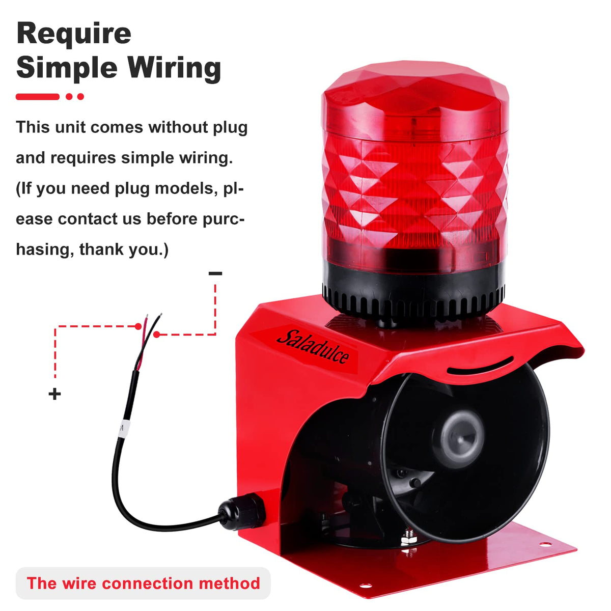 Industrial Strobe Alarm Outdoor Alarm Siren and Strobe SF512 Emergency Warning Light Alarm 120dB with Remotes (AC110V) (AC 110V Without Plug)