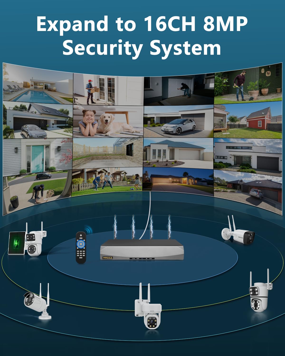 (2026 New) 4K Wireless Security Camera System Outdoor, Long Range +76% WiFi, Dual Antennas Cameras & 4-Antenna NVR, PIR Human Detection, 130° Wide Angle, 2-Way Audio, No Monthly Fee
