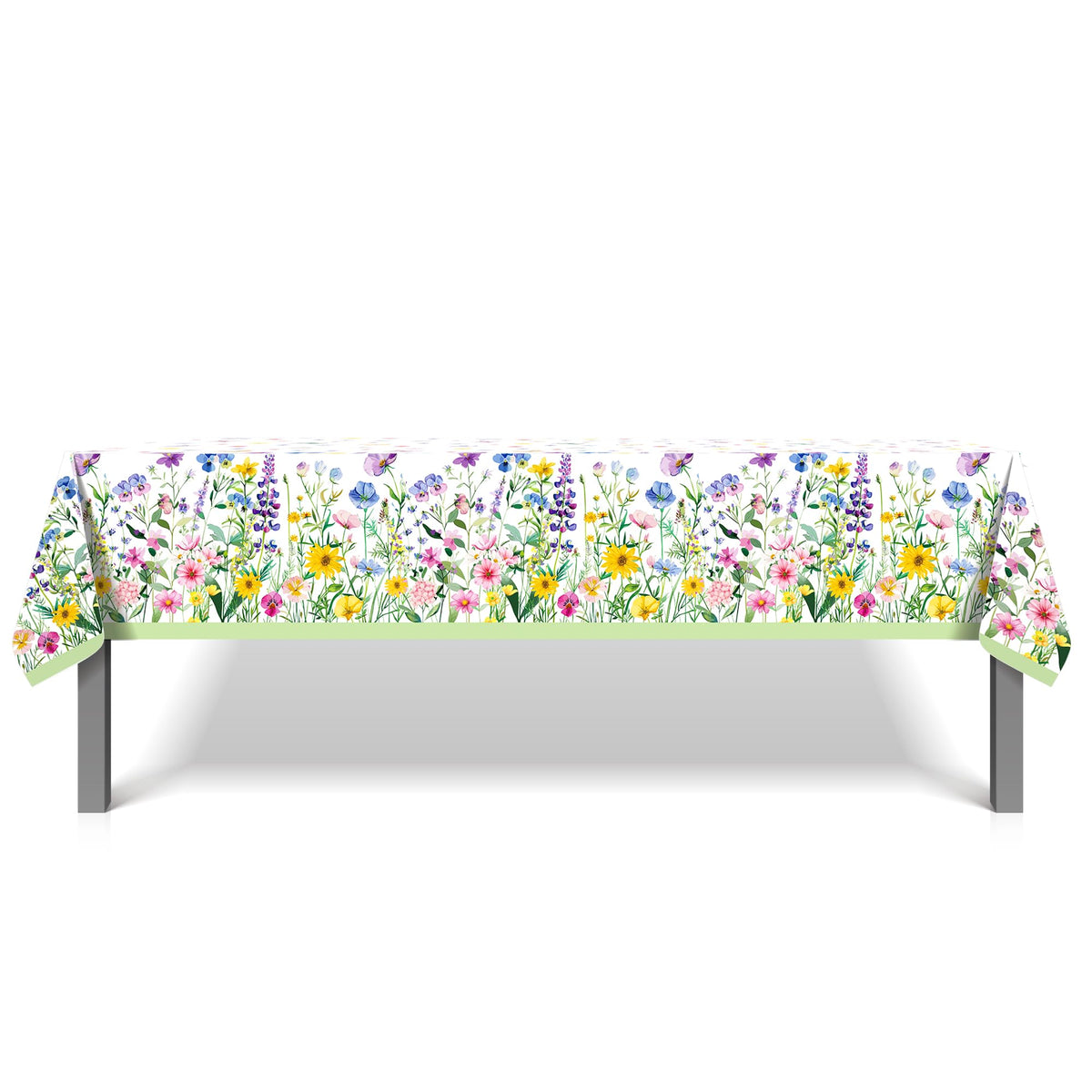 CC HOME 1Pc Blooming Wildflower Party Plastic Tablecloth 54 x 87 Inch Long Table Cover, Spring Butterfly Party Tablecover for Floral Theme Kids Baby Shower Birthday Dinner Picnic Kitchen Event
