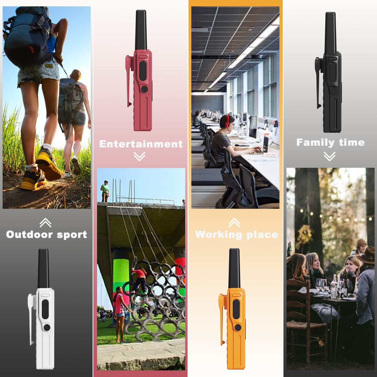 SAMCOM FRS Walkie Talkies Long Range, Two Way Radios for Adults Kids, 22 Channels 2 Way Radios Walky Talky with Earpiece and Mic Set, Group Call NOAA Alert 1250mAh USB Charge, 4 Colors