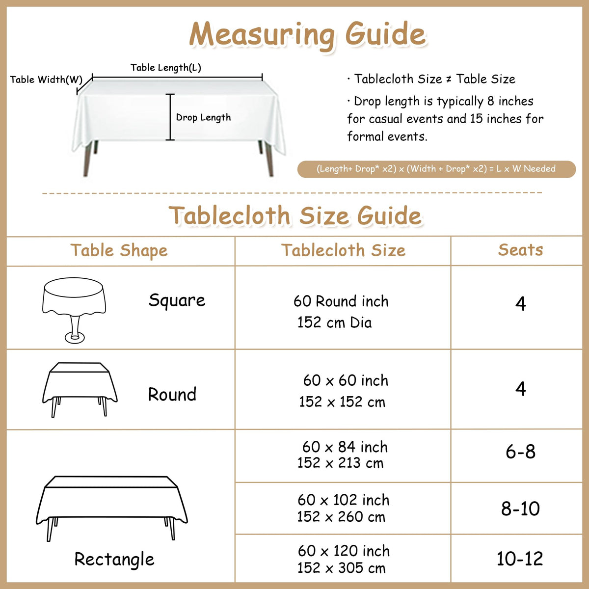 MYSKY HOME Table Cloth 60x84 in Rectangle Table, Heavy Duty Cotton Tassel Linen Look Waterproof Tablecloths Farmhouse Tablecloth, Wrinkle Free Table Cover with Beige Tassels for Kitchen Dining, Party