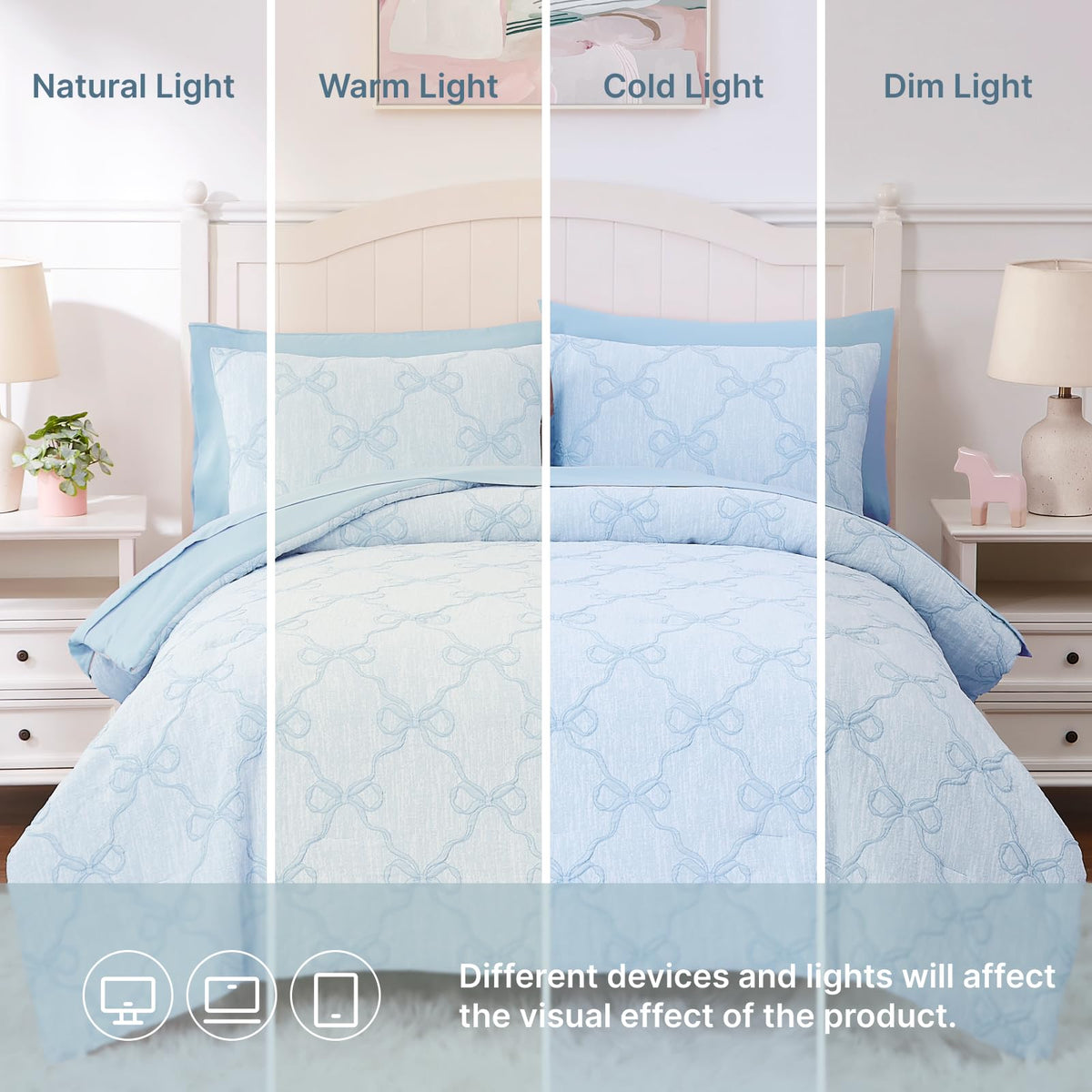 Wink Deer Twin Comforter Set with Sheets for Girls-5 Pieces Twin Bedding Sets with Light Blue Comforter, Sheets, Pillowcase & Sham for Kids (Light Blue Diamond, 66" X 86")