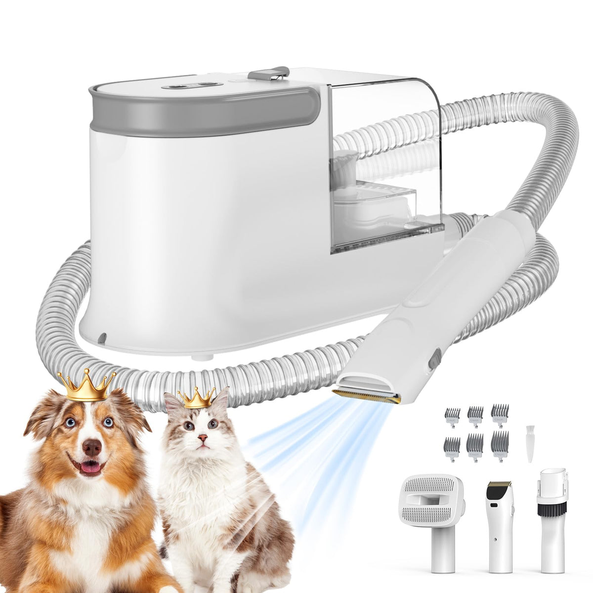 Ozumek Dog Grooming Vacuum, Dog Grooming Kit, 3 Suction Modes Dog Brush Vacuum with 5 Pet Grooming Tools (Alabaster)