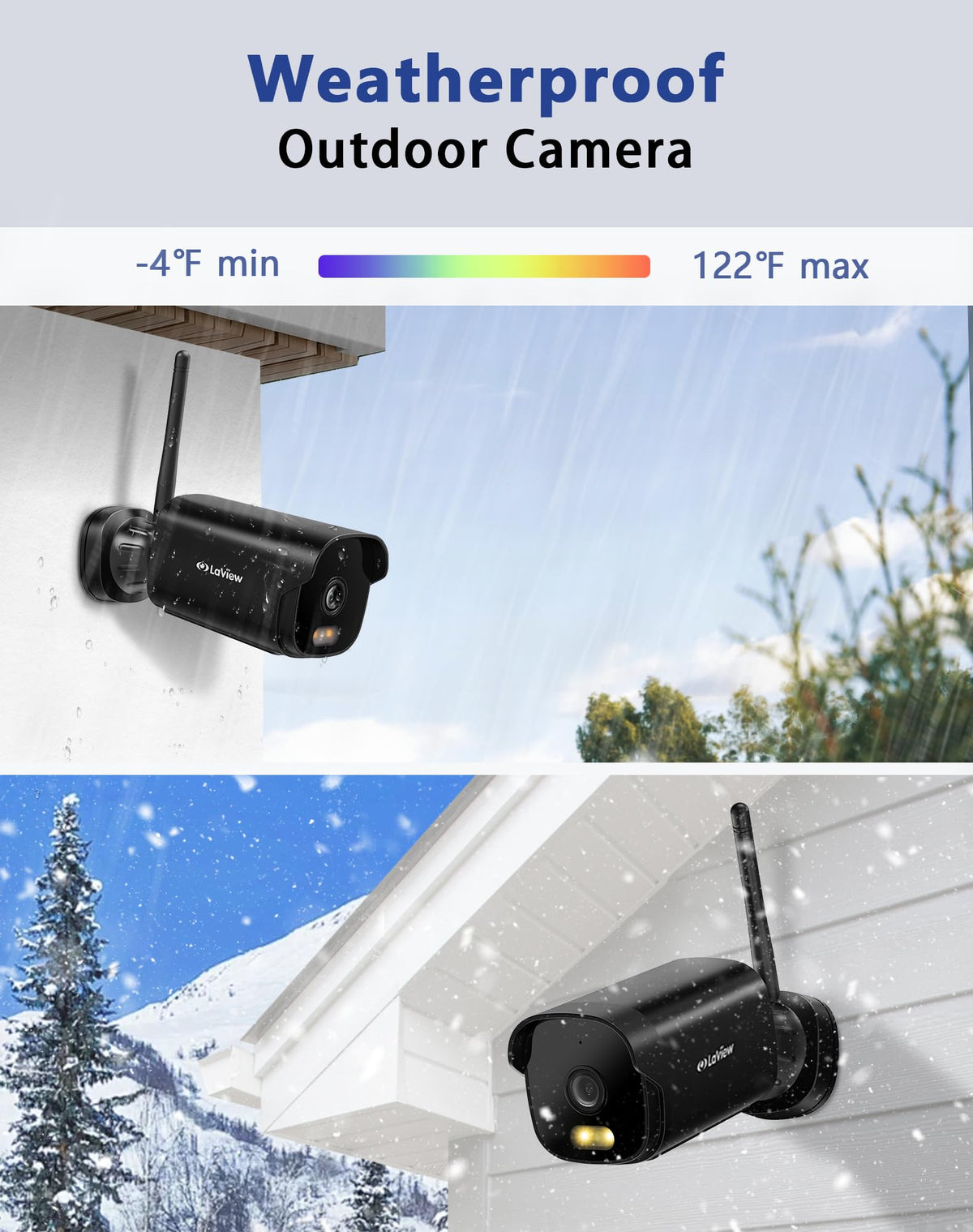 LaView Outdoor Security Cameras 3K 5MP HD,Cameras for Home Security with AI Human Detection,IP65 Waterproof,2-Way Talk,Clear Night Vision,2.4G WiFi,SD Card Slot&US Cloud Storage,Work with Alexa(4pcs)