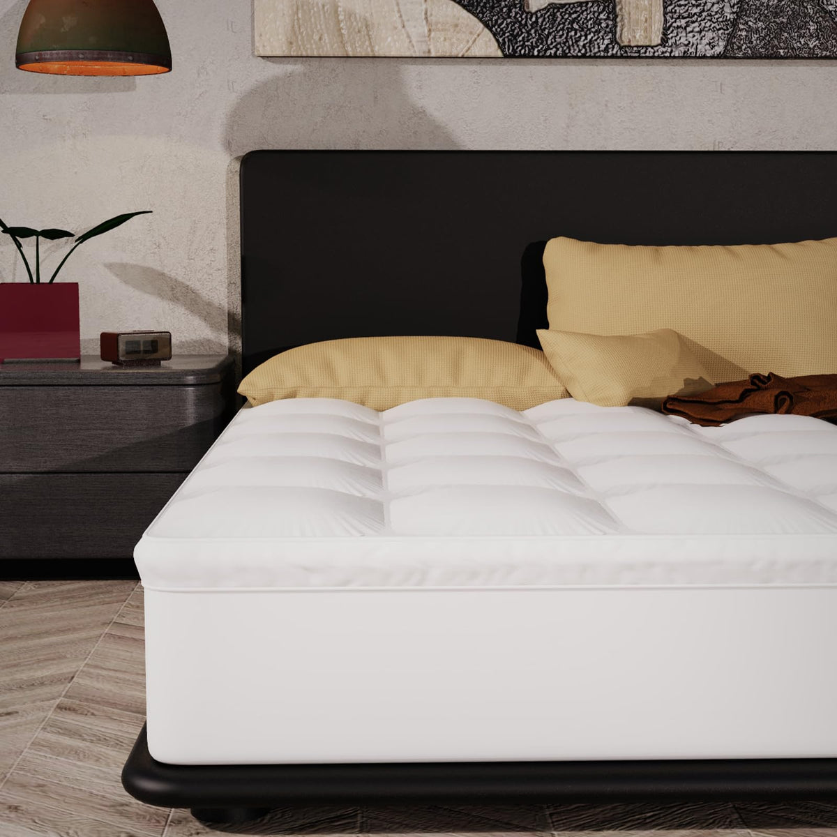 Epitex Mattress Topper Queen Size, Extra Thick and Plush Pillow Top Mattress Pad for Back Pain, Support and Breathable Cotton CoverMattress Pad with 16'' Deep Pocket Design, Skid-Proof Bottom, White