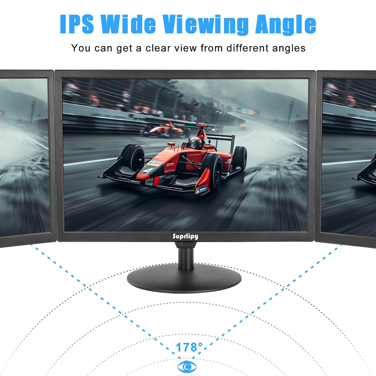 Suprlipy 19 inch FHD Small IPS Monitor LCD Display Screen 1440x900 60Hz 16:10 with HDMI BNC VGA AV USB Input Built-in Lounspeakers for CCTV Security Camera DVR PC RasPi