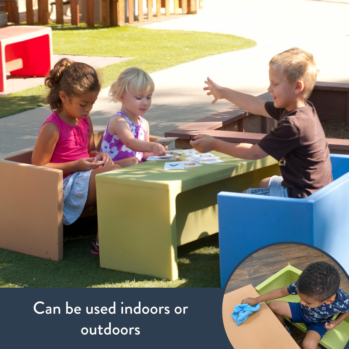 Children's Factory Adapta-Bench, CF910-055, Sky, Kids Flexible Seating, Classroom, Preschool and Daycare Furniture, Indoor or Outdoor Toddler Chairs