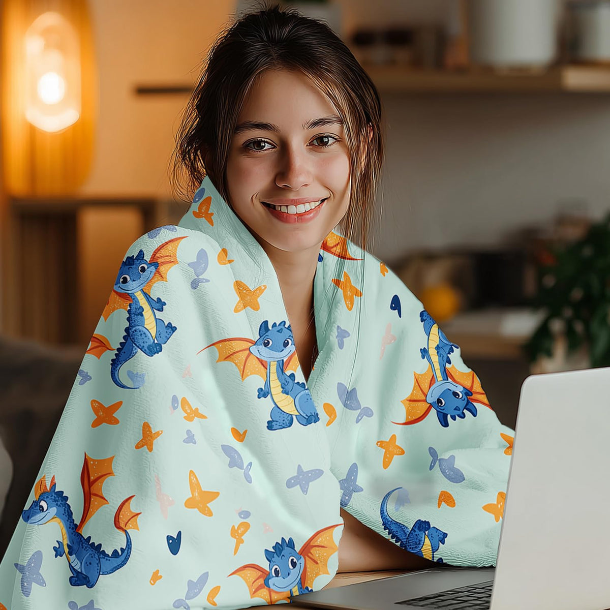 Cute Little Flying Dragon Blanket Dragon Fleece Throw Blanket Super Soft Fuzzy Plush Cozy Warm Dragons Decor Stuffed Bedding Blankets Gift for Boys Girls Men Women Kids & Adult 50"X40"