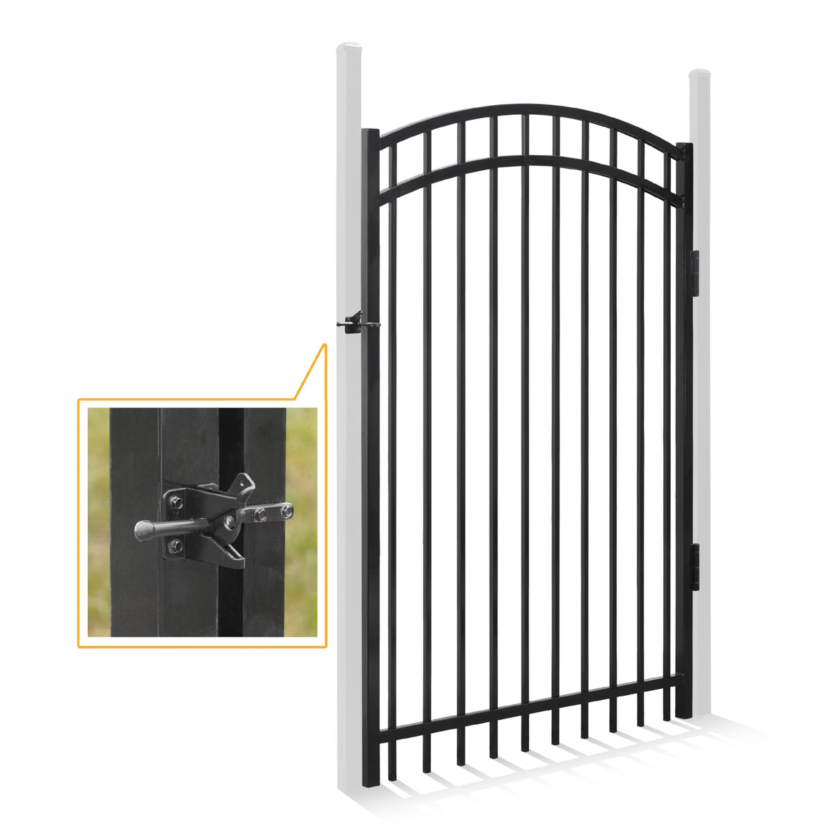 Fencer Wire Heavy Duty Arched Decorative Fence Gate, 6FT Height x 4FT Width Outdoor Fence Gate, Outdoor Anti-Rust Metal Steel Gate for Fencing Barrier, Garden Gate with Gate Lock