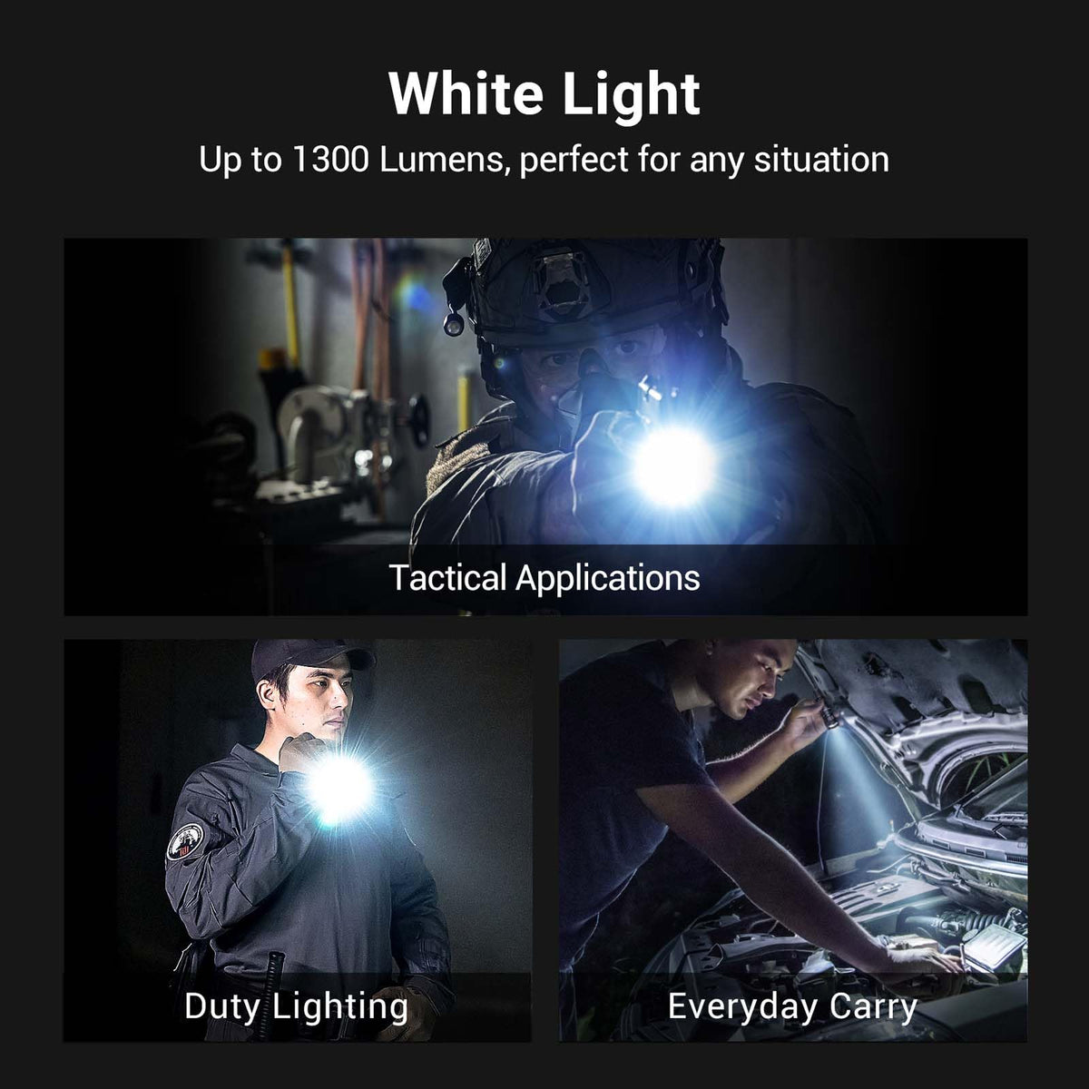 NEXTORCH TA21 IR Tactical Flashlight, 1300 Lumens White & IR Dual Light, One-Step-Strobe, 4 Modes, IPX8 Waterproof, USB-C Rechargeable EDC Portable Light for Outdoor Camping Hiking Emergency
