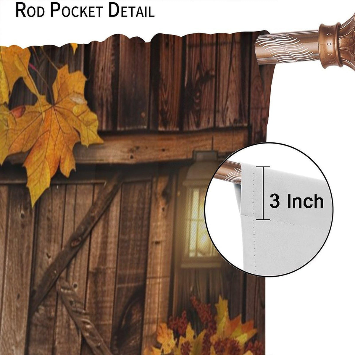Nanacur Thanksgiving Curtains, Fall Rustic Vintage Farmhouse Barn Wooden Door Print Rod Pocket Window Treatments Drapes for Kitchen Bedroom Living Room 41" W X 45" L (No Blackout)