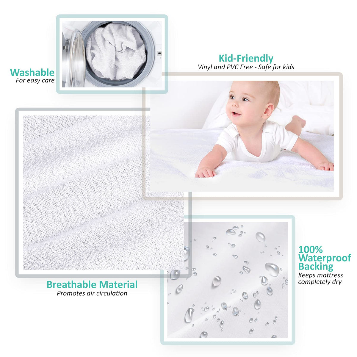 Nestl Premium Cotton Terry Mattress Protector – Soft and Waterproof RV Short Queen 14 Inch Deep Pocket Mattress Protector – Breathable & Noiseless Cover
