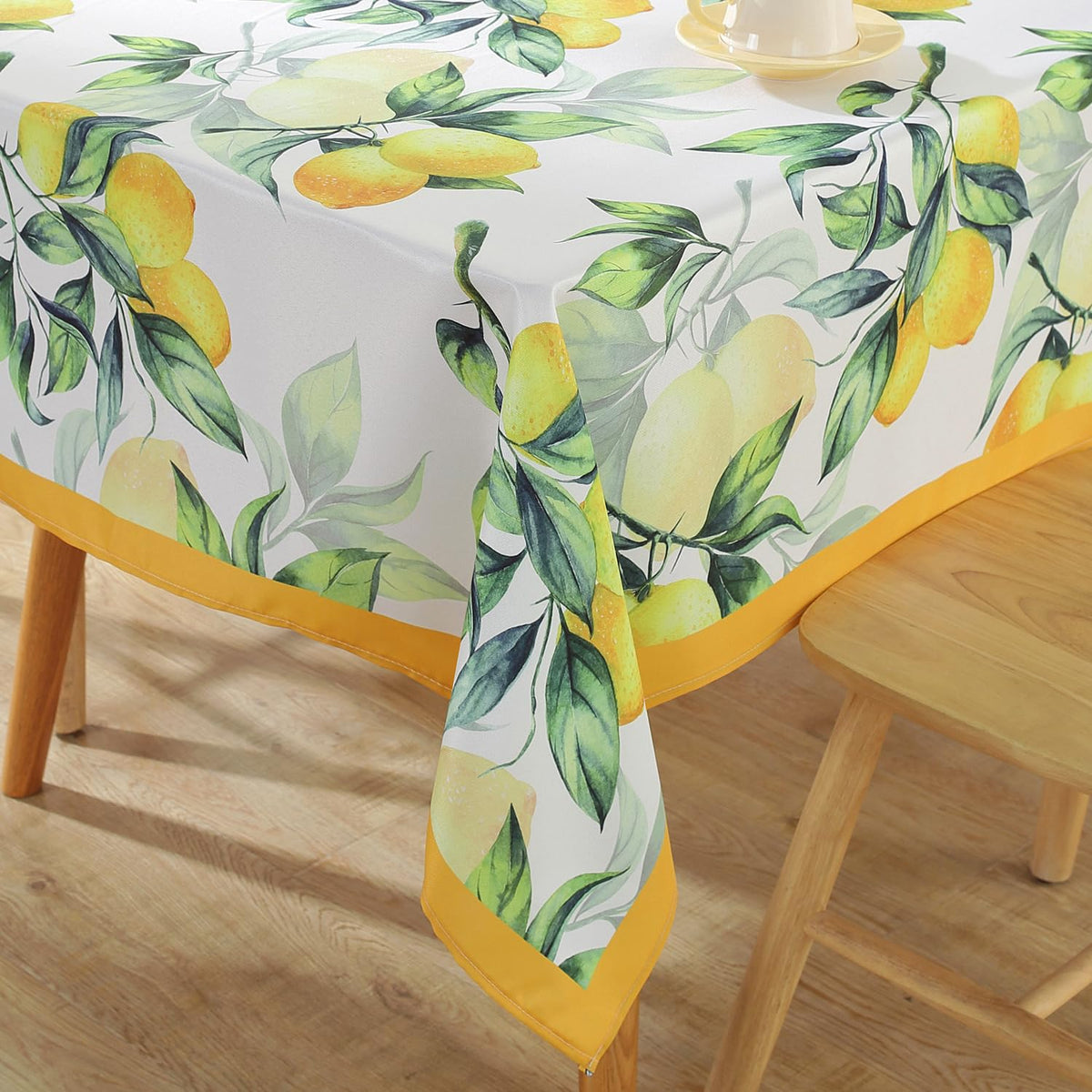 MATIRUG Summer Tablecloth for Rectangle Table 52"x70",Lemon Fruit Floral Table Cloths,Washable Spillproof French Fabric for Indoor Outdoor Camping Picnic