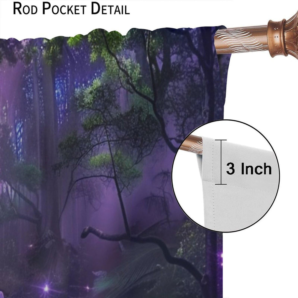 HZOHNAGO Enchanted Forest Curtains Fantasy Nature Purple Fireflies Waterfall Pattern Blackout Print Rod Pocket Window Drapes for Bedroom Living Room 42x45in