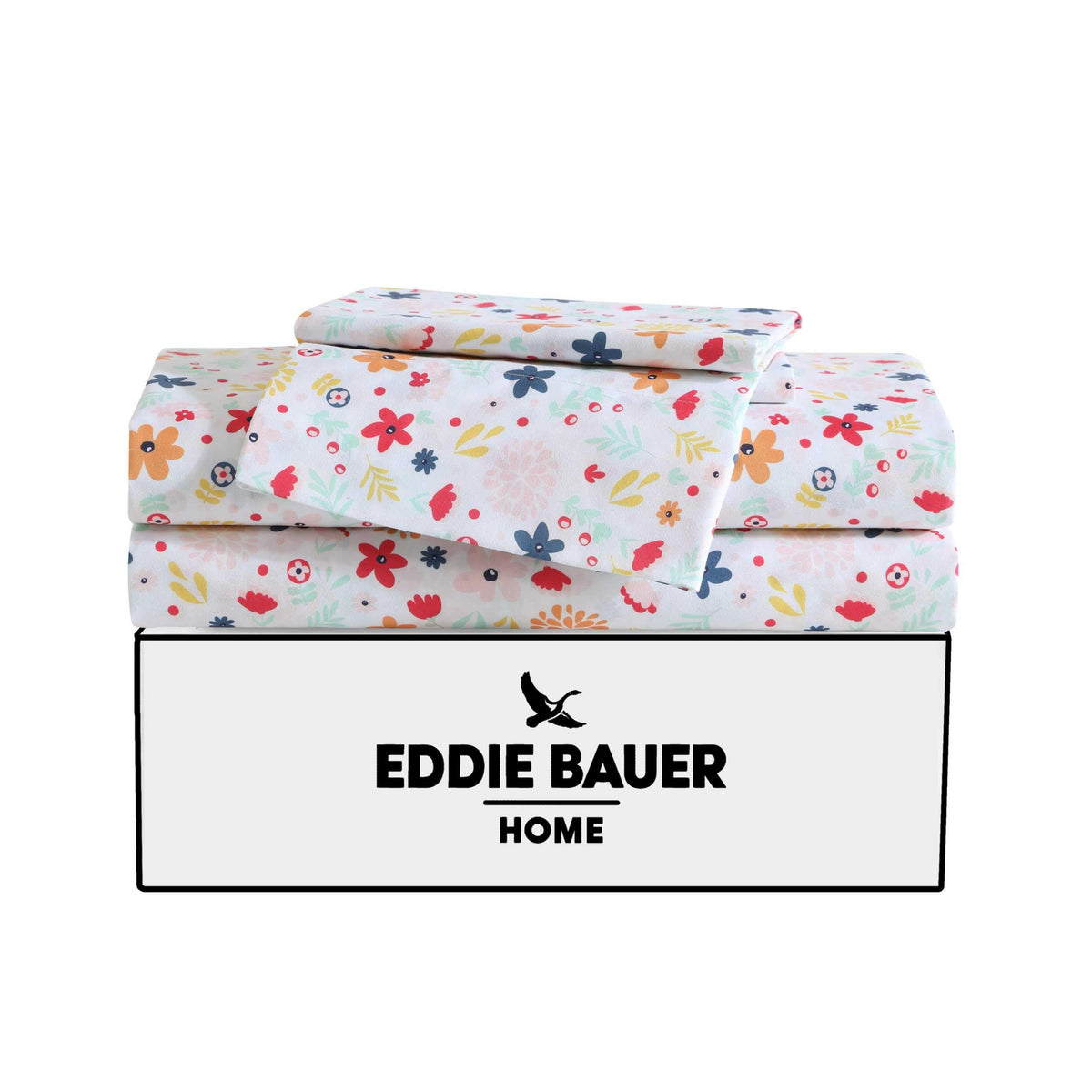 Eddie Bauer Kids - Full Sheets, Stain-Resistant Toddler Bedding with Matching Sham(s), Super Soft, Ideal Girl Room Essentials (Colorful Floral Pink, Full)