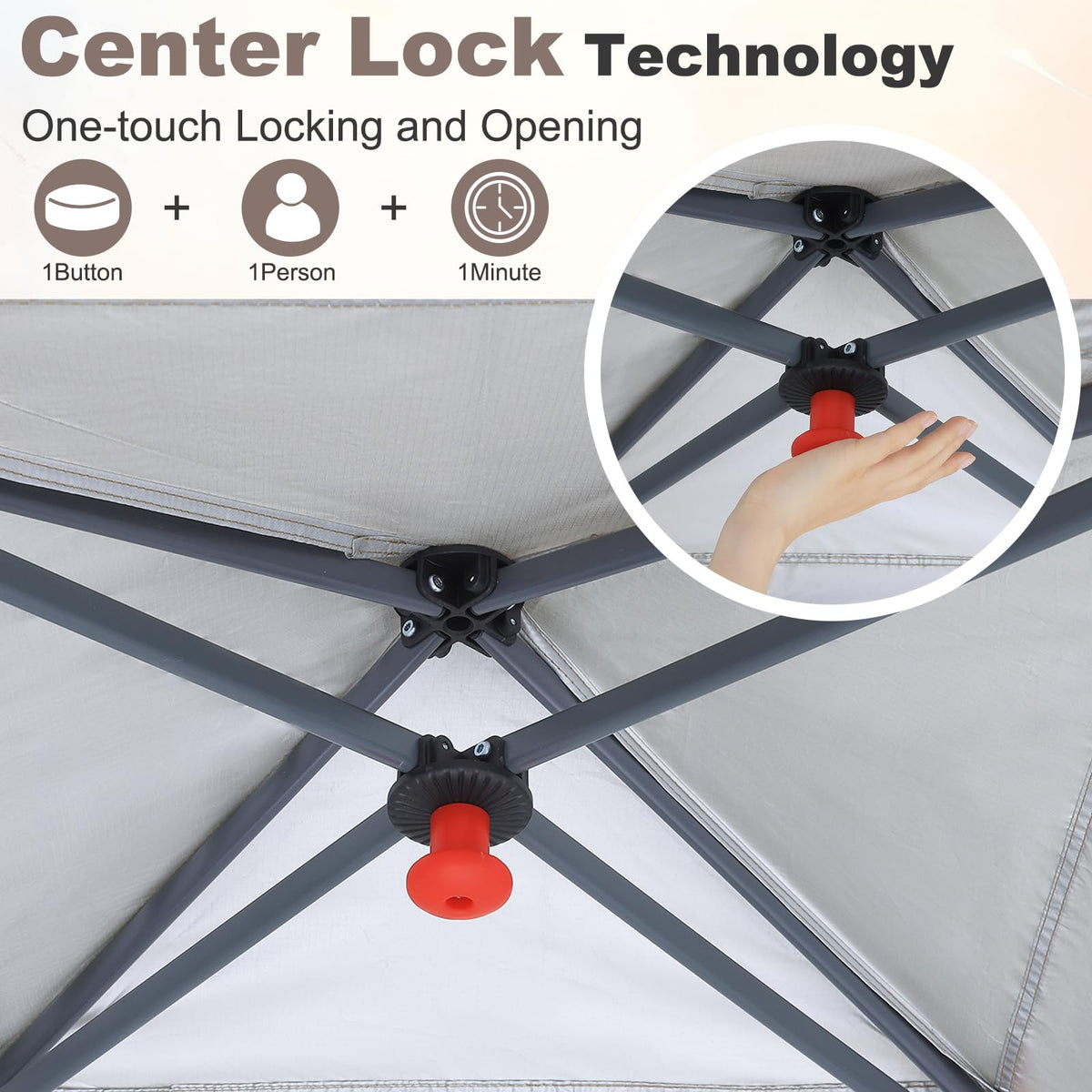MASTERCANOPY Pop Up 10x10 Canopy Tent with Center Lock, 2 Shelters, 4 Poles, 230 Sq ft of Large Shade Space, for Camping, Picnics & Beach (10'x10',Black)