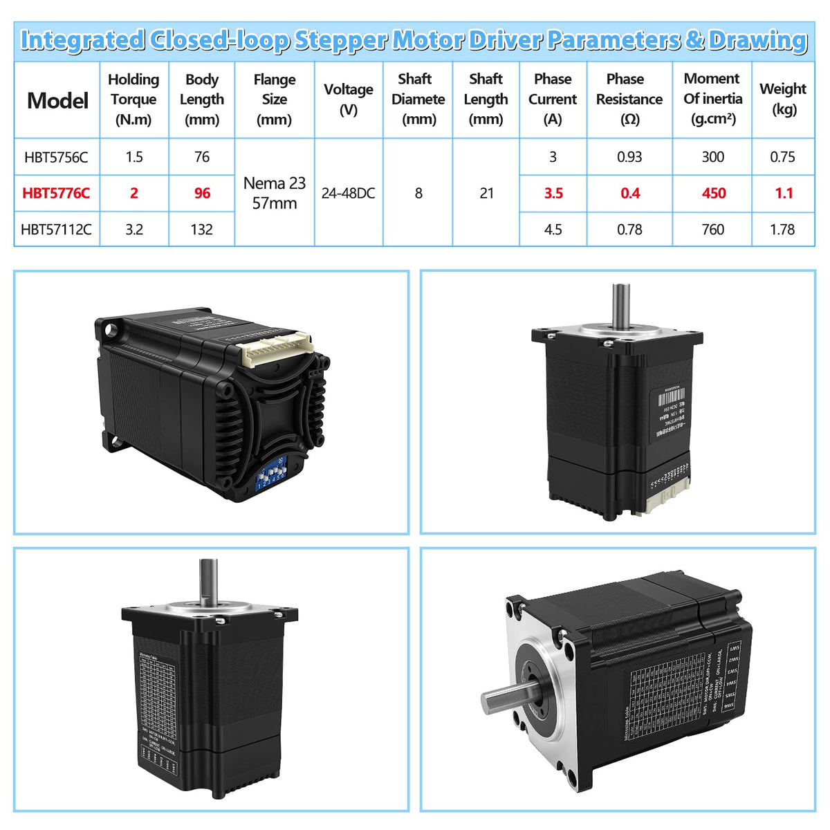 TOSEASTARS Hollow Rotary Actuator with Integrated Nema23 57mm Closed Loop Stepper Motor Kit High Precision Motorized Positioner Table for Direct Drive Motor and Cam Indexer for Robotic Arm
