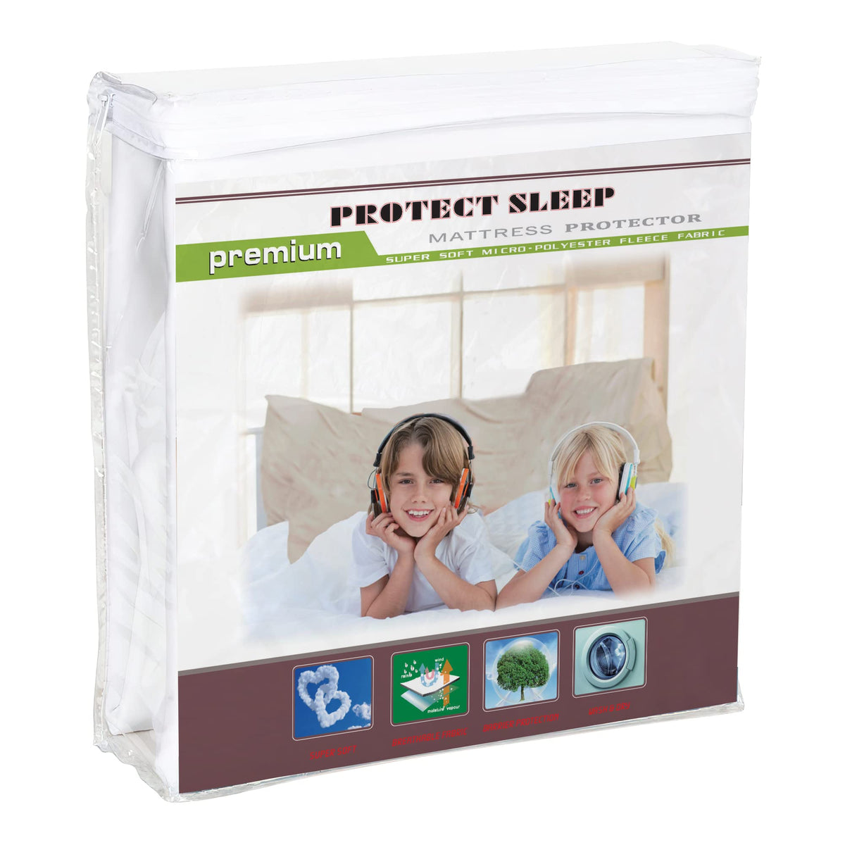 Spinal Sleep, Ultra Soft-Premium Zippered Mattress Protector Cover, Water Proof, Breathable and noiseless, Fits Mattress 10 to 14-Inch, Queen, White