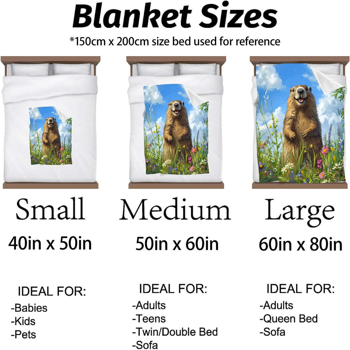 Kibue Adorable Capybara & Wildflower Blanket - Soft & Cozy Flannel Plush Lightweight Throw Blanket for Travel, Office, Bedroom, Sofa - Warm Decor for Adults Kids Women Men 60"×50"