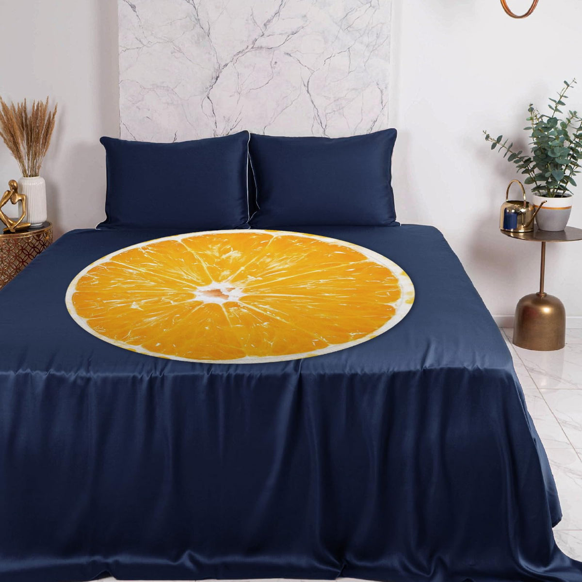 Food Throw Blanket Orange, Realistic Funny Orange Blanket for Adults and Kids, Ronud Novelty Fruits Printed Blanket for Couch,Sofa,Bed, Fun Comfy Cozy Gifts for Boys,Girls 47 Inches