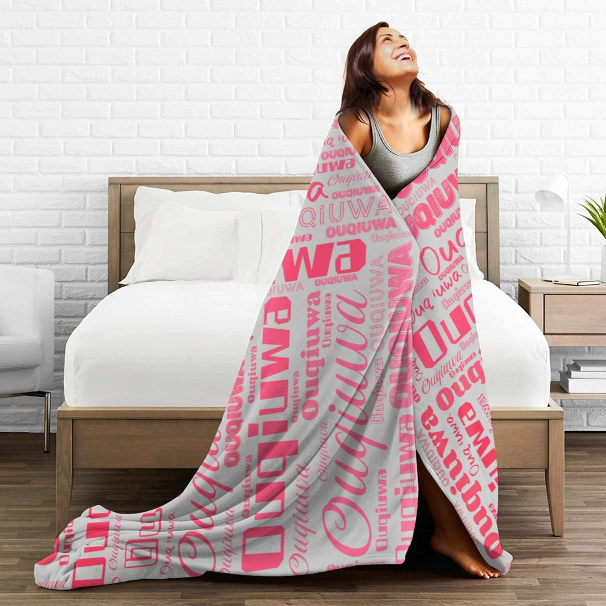 Personalized Blankets with Name Customized Throw Blanket Soft Lightweight Flannel Fleece Blanket 50"X40" for Bed Sofa Couch Camping Travel