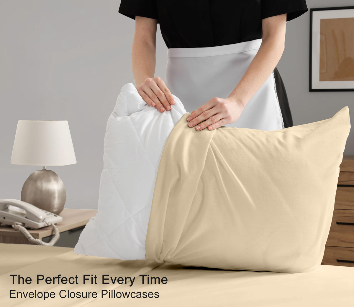 RUVANTI 100% Cotton Percale Sheets King Size – Crisp Cooling Bed Sheets for Hot Sleepers, Deep Pocket 16”, Soft Breathable & Durable Hotel-Style 4 Piece Set, Beige