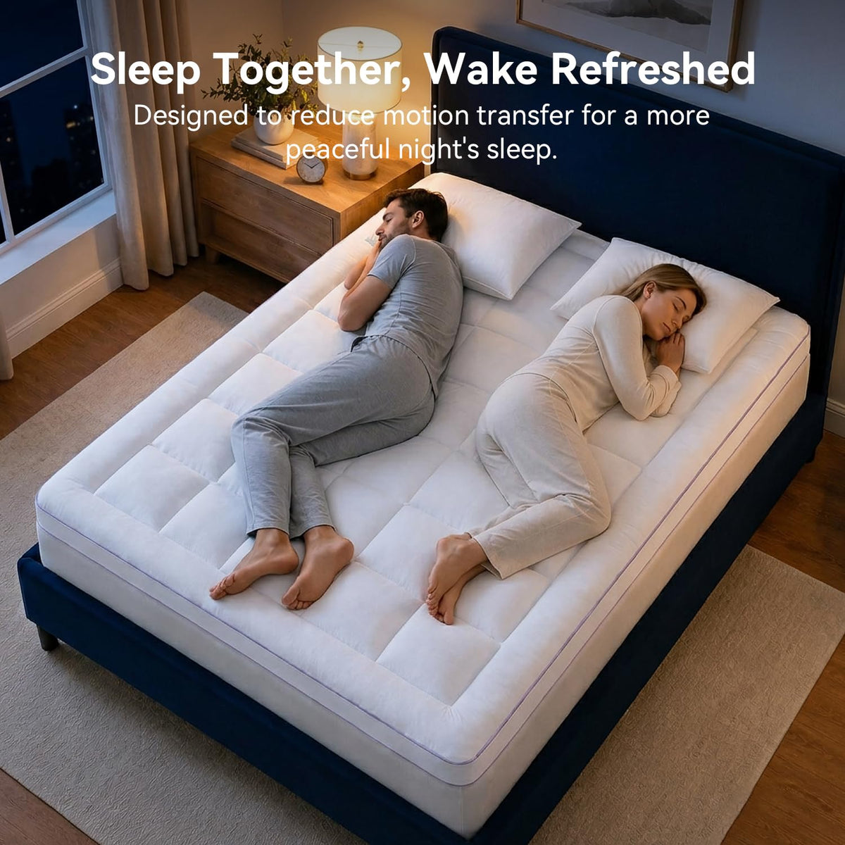 ABENE Full Size Dual Layer 3 Inch Memory Foam Mattress Topper, 2 Inch Gel Memory Foam Plus 1 Inch Down Alternative Pillowtop Mattress Pad Cover, Thick Soft Bed Topper Support for Back Pain