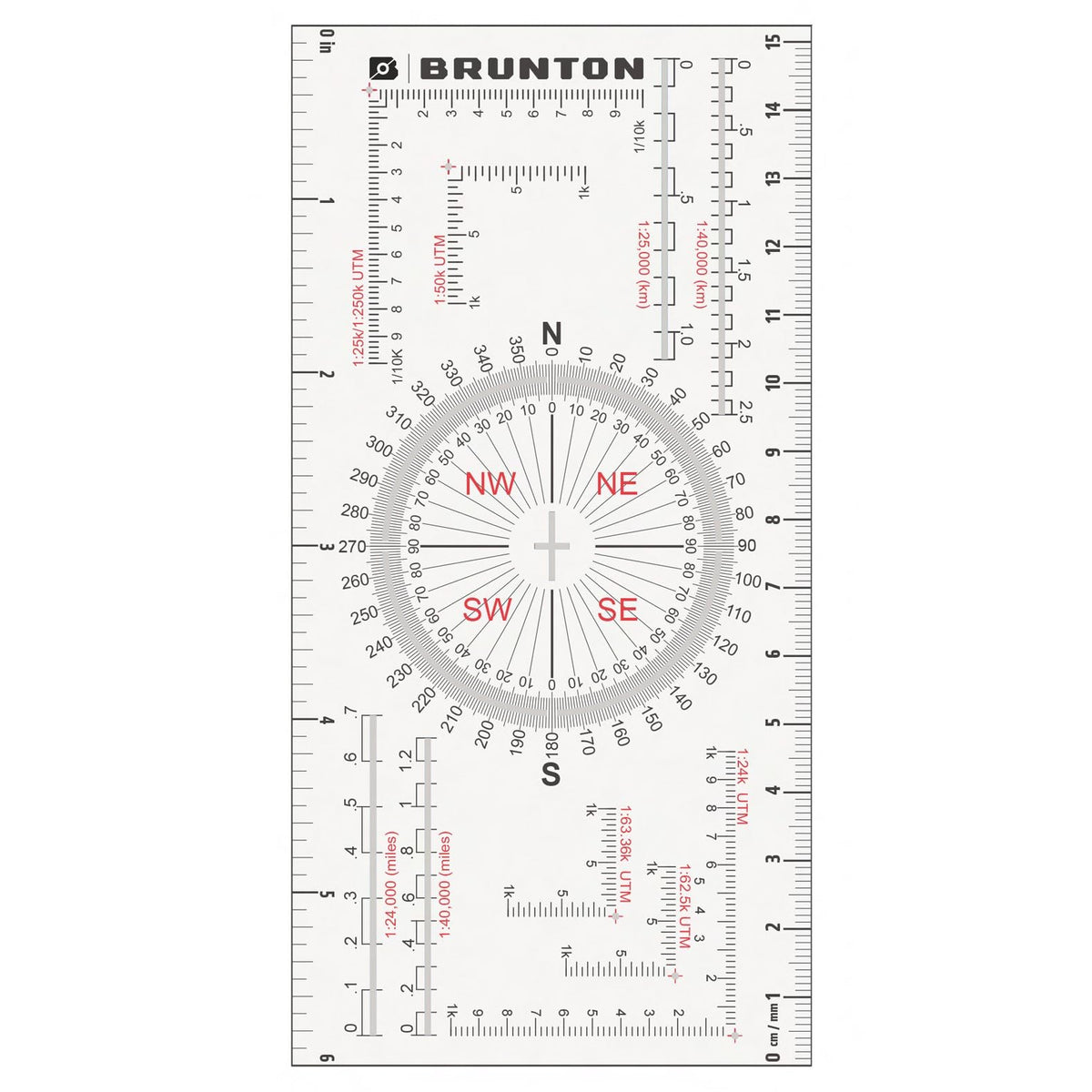 Brunton Standard Transit Azimuth Orange + Map Multi-Tool Card, Professional Geology & Field Mapping Bundle