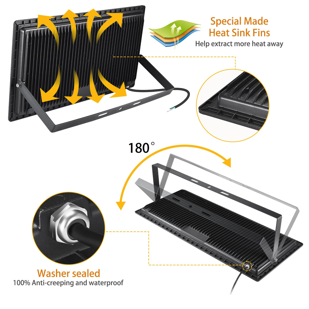 XYCN 800W 2pack LED Flood Lights,3700 watt Equivalent 89500LM Super Bright Outdoor LED Arena Lights 100-277V IP65 Waterproof 5000K Daylight Commercial Lighting for Stadium,Backyard, Parking lot etc