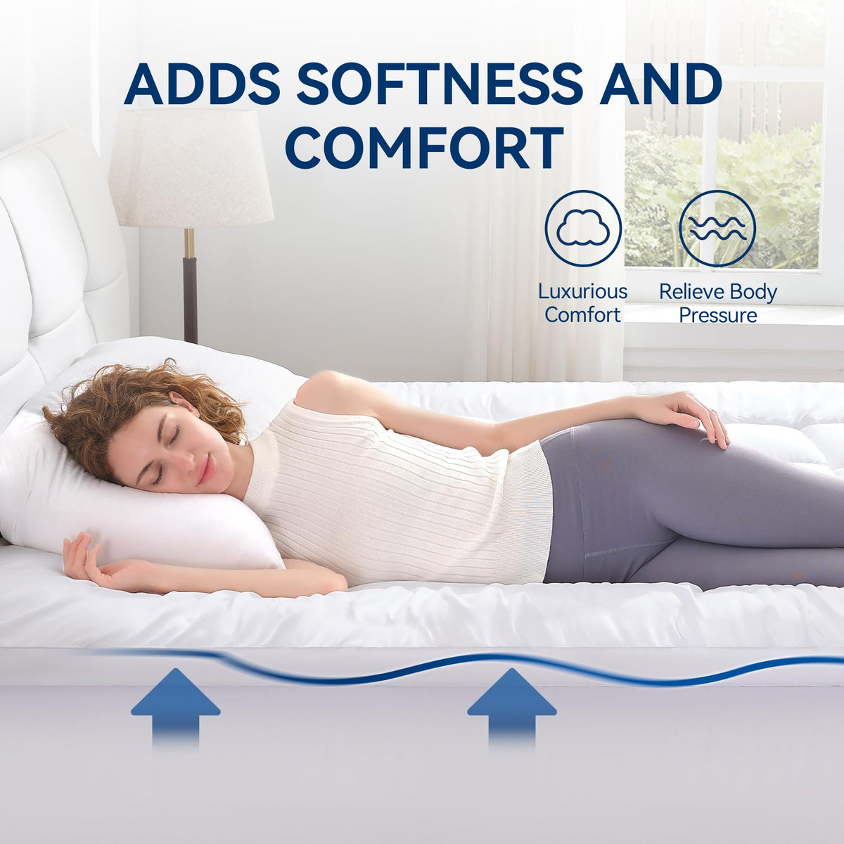 BDEUS Dual Layer 5 Inch Memory Foam Mattress Topper Twin Size, 2 Inch Gel Memory Foam Plus 3 Inch 1450 GSM Down Alternative Quilted Pillow Top Mattress Pad Cover,White