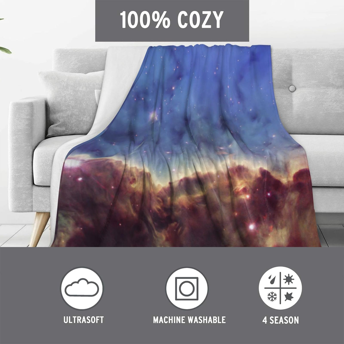 Kibue Adorable Polar Bear Blanket - Lightweight, Soft & Cozy Flannel Plush Throw Blanket for Travel, Sofa, Bedroom, Office - Warm Decor for Adults Kids Women 60"×50"