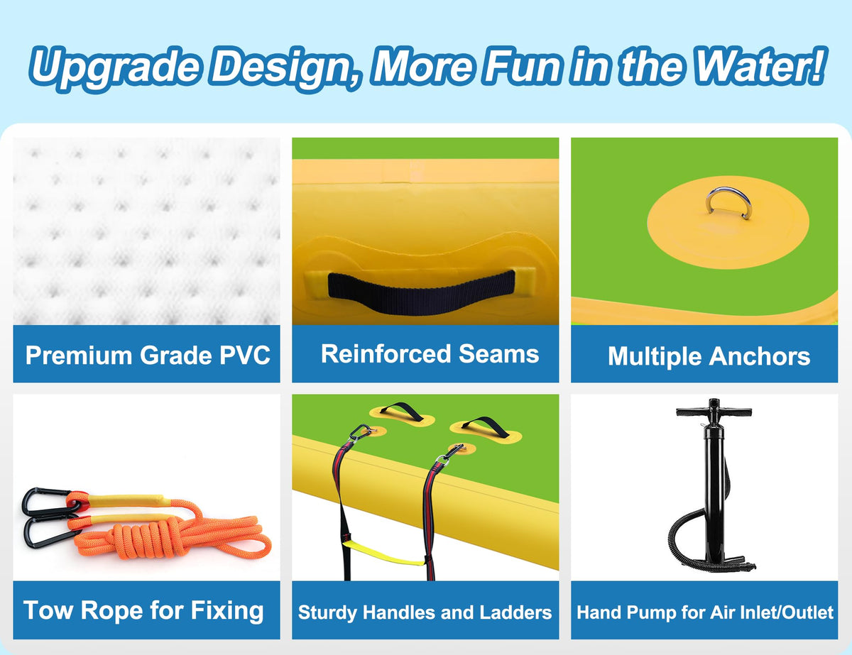 Wauffua Inflatable Floating Dock for Lakes, Thick and Extra Wide Lake Floats for Adults, Non-Slip Air Dock Platform with Portable Carrying Bag, Floating Platform Island for Pool Beach Ocean