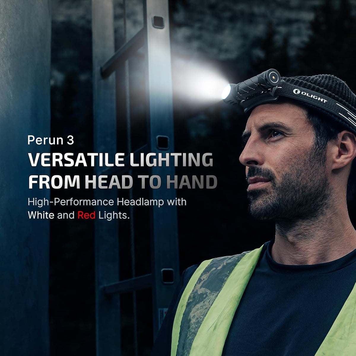 OLIGHT Perun 3 Rechargeable Headlamp Flashlight, 3000 Lumens LED Headlight with Red Light, Waterproof Head Lamp with Headband for Outdoor Camping, Hiking, Working (OD Green)