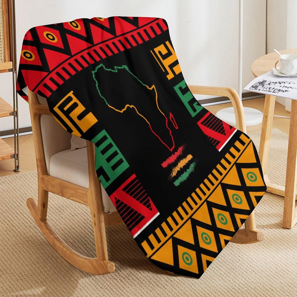TKUYO African Throw Blanket, Map of Africa Black History Moth Traditional Tribal Ethnic Geometric Print Colorful Fuzzy Fannel Blankets for Sofa Bed Chair Couch Bedroom Living Room Gifts, 30"x40" Inch
