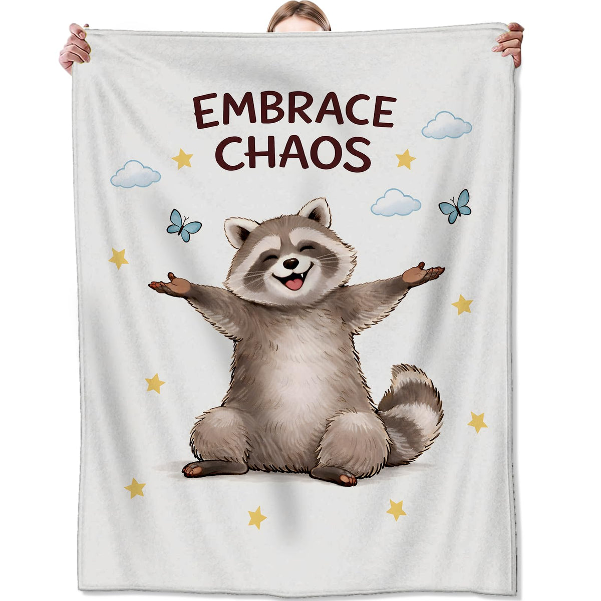 Zeleda Cute Raccoon Flannel Blanket, Soft Cozy Throw with Playful Animal, Funny Cartoon Home Bedroom Decor and Gifts for Men Women Teens, Lightweight Blankets for All Seasons, 50x60 Inch