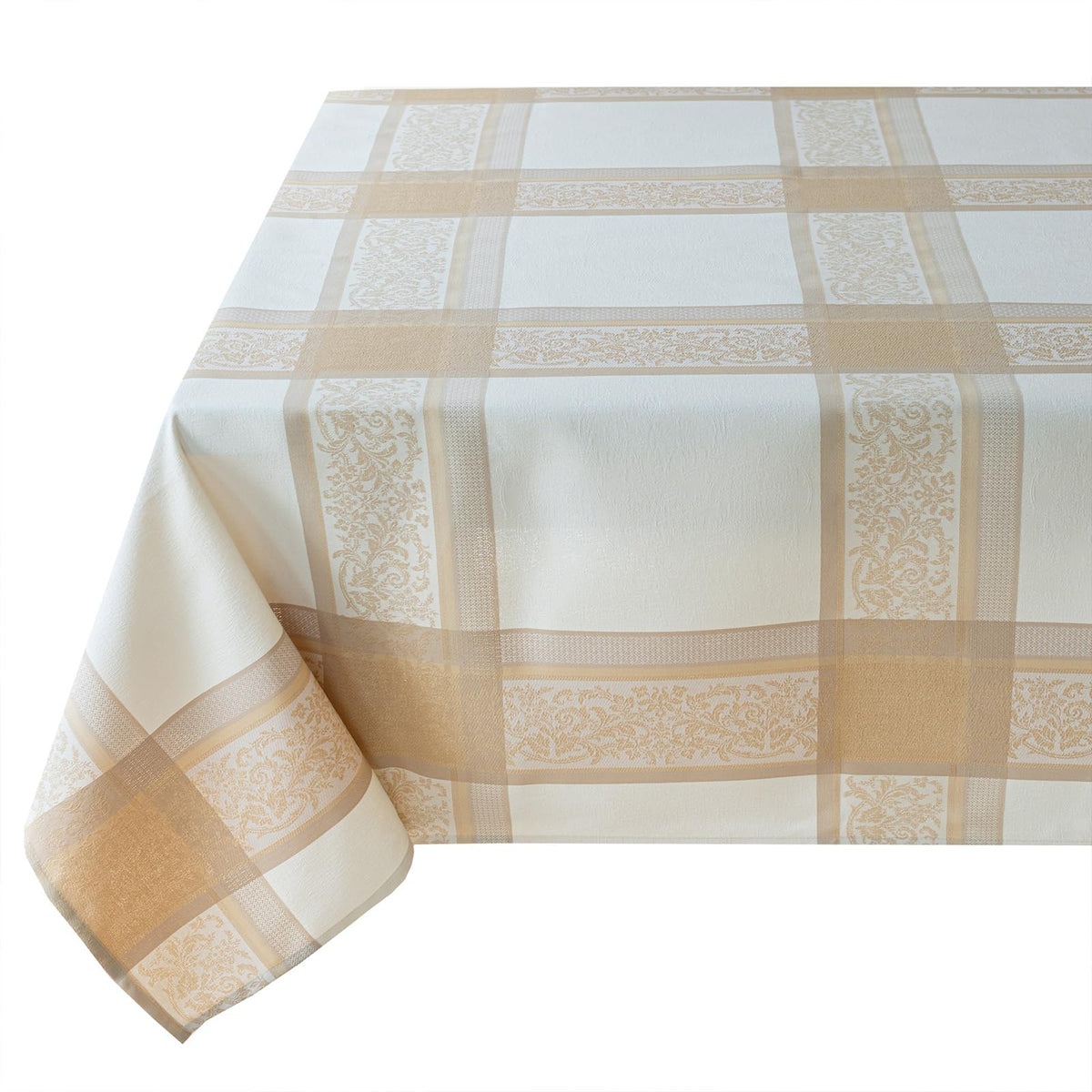 Benson Mills Heavyweight Jacquard Fabric Table Cloth with Gold Metallic Accents, Décor for Everyday, Parties, Holiday, Thanksgiving, and Christmas Tablecloth (Grandeur Glow, 60" x 84" Rectangular)