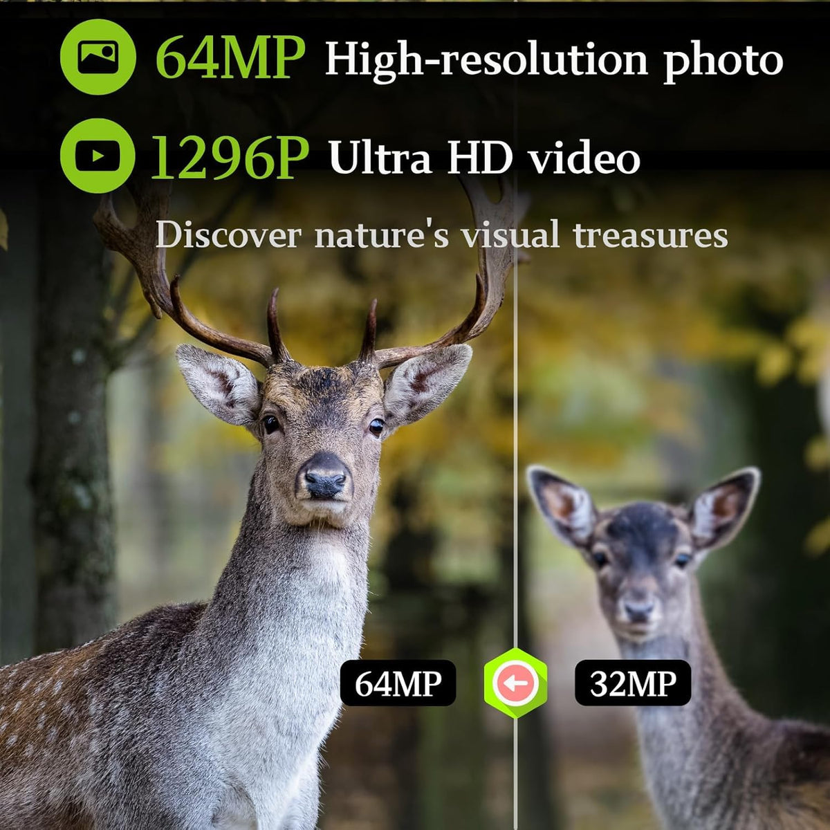 Agitato 4-Pack Wildlife Camera 64MP 1296P H.264 Video 0.1s Trigger Speed with 100ft Night Vision Motion Activated IP66 Waterproof for Outdoor Surveillance Hunting Research