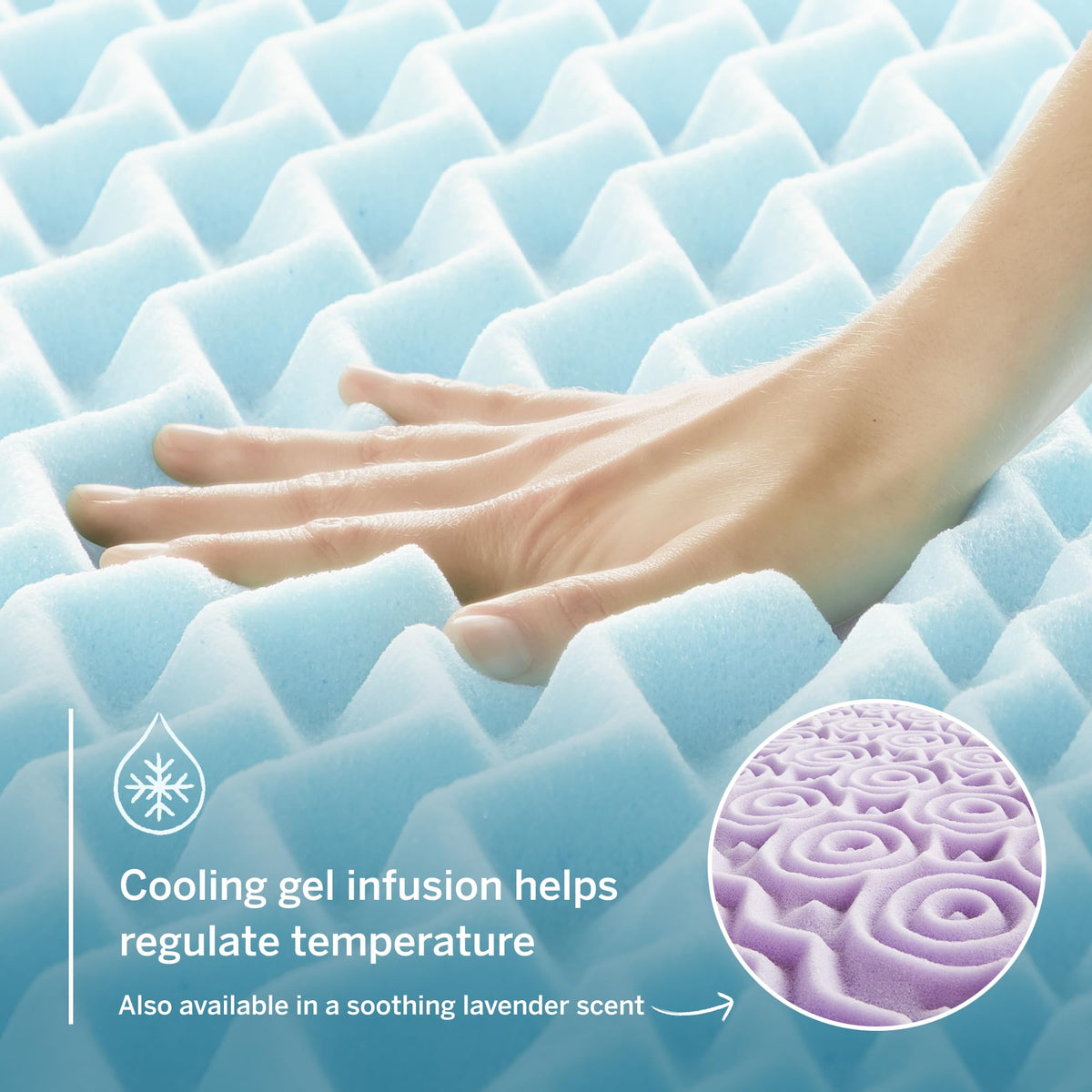 LUCID 2 Inch Gel Memory Foam Mattress Topper, King size – 5 Zones – Cooling Gel Infusion – CertiPur Certified Foam