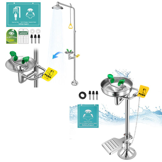 Huanyu Eye Wash Station with Shower + Stand Up Eye Wash Station (1101 * 1) +(1207-1 * 1）