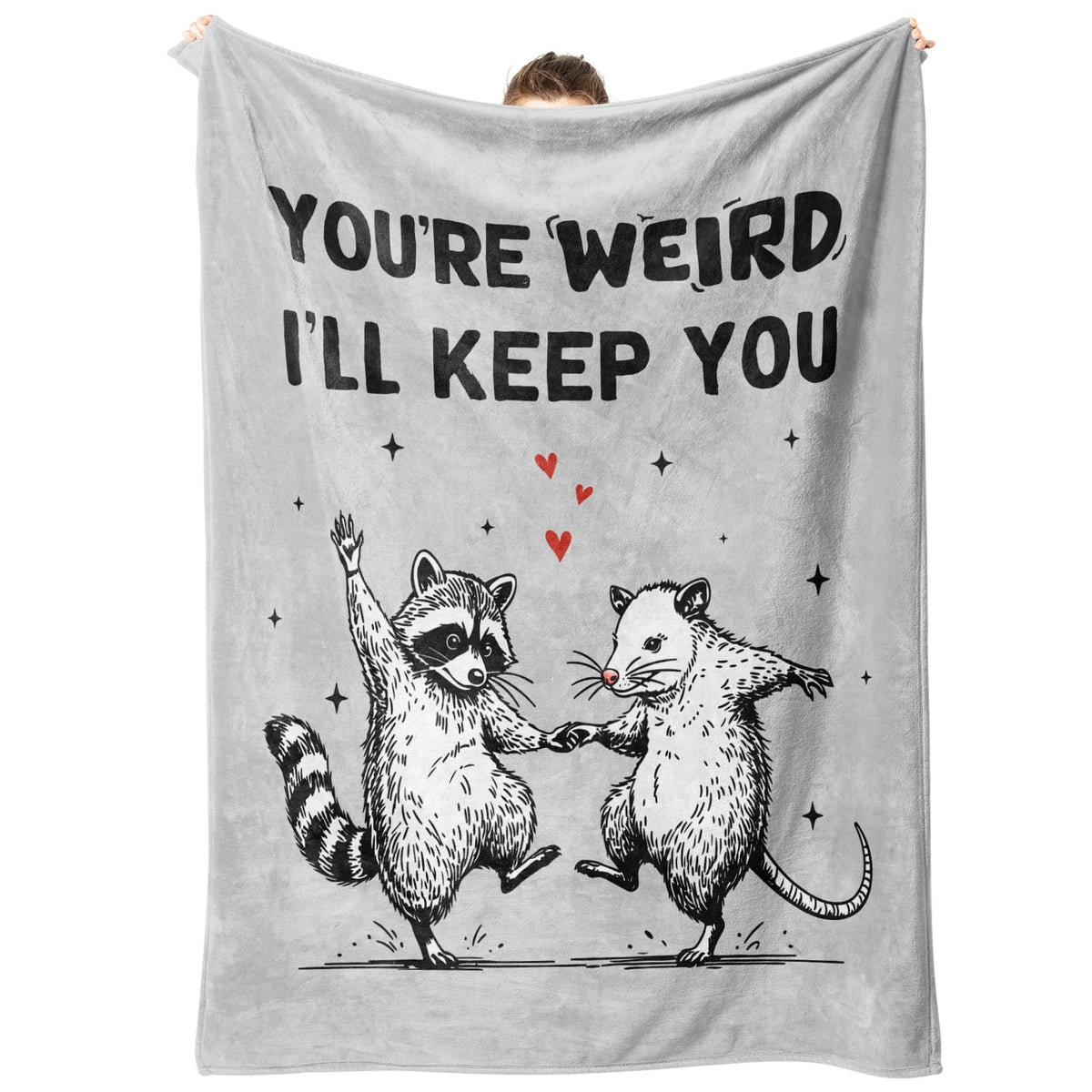 SteadStyle Best Friend Birthday Gifts for Women, Funny “You’re Weird” Blanket for Her Him, Valentines Birthday Gift for Boyfriend Girlfriend, Cute Raccoon Opossum Blanket for Couples Friends Bestie
