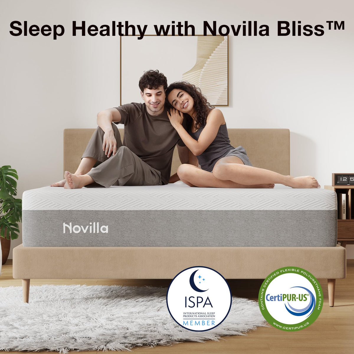 Novilla Bliss Twin Mattress, 10 Inch Gel Memory Foam Twin Mattress in a Box for Cooling Comfort & Pressure Relieving, Target Zoned Support for Back Pain Relief, Medium Plush Feel