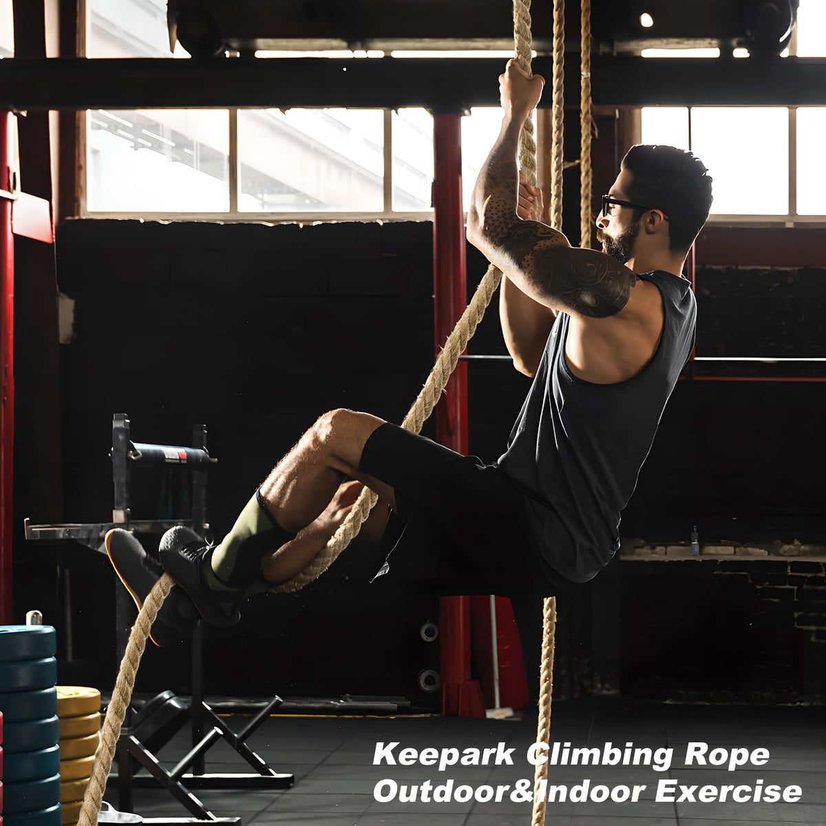 Climbing Rope, 1.5 Inch Diameter 40FT Gym Climbing Rope for Fitness & Strength Training, Workout for Adults with Climbing Exercises & Home Workouts