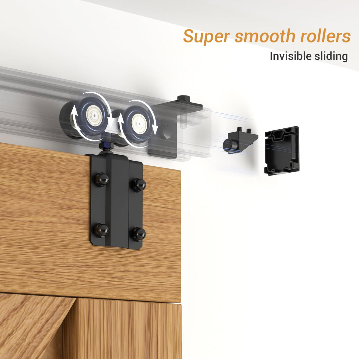 WINOVERCO 10FT/120'' Exterior Sliding Barn Door Hardware Kit, Box Rail Track,Heavy Duty Aluminium Alloy Wall Mount Kit for Indoor/Outdoor Single Door Use(NO Door)