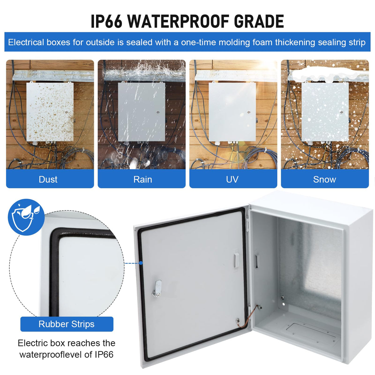 DWALE Outdoor Electrical Box,24 x 16 x 10''NEMA 4X Enclosure IP66 Waterproof & Dustproof, Universal Electrical Project Box with Mounting Plate