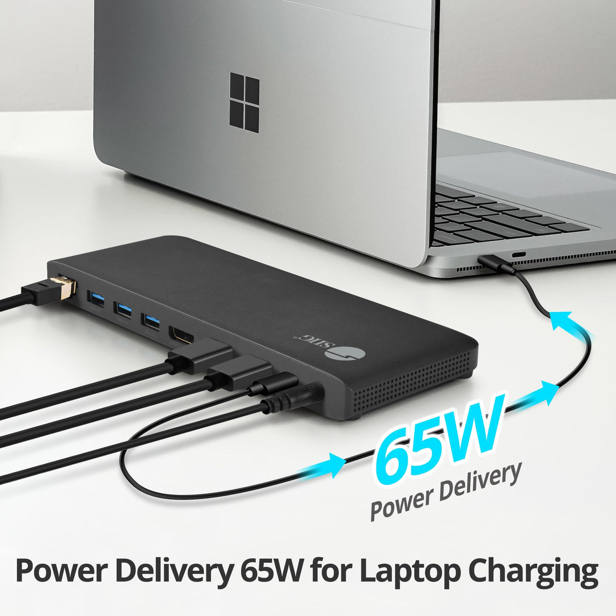 SIIG USB-C MST Triple Monitor Docking Station for Windows Thunderbolt 3 Compatible Single 4K Dual 2K Triple 1080p 65W PD, HDMI/DisplayPort, Gigabit Ethernet, SD/TF, USB 3.0 and Audio (JU-DK0R11-S1)