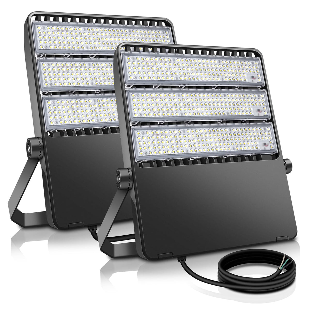 BIRITALO 52200LM LED Stadium Flood Light Commercial Eqv 2400W Super Bright 145LM/W 5500K 360W LED Arena Light Outdoor 85-277V IP65 Waterproof Backyard Wall Yoke Mount Fixture 2 Pack