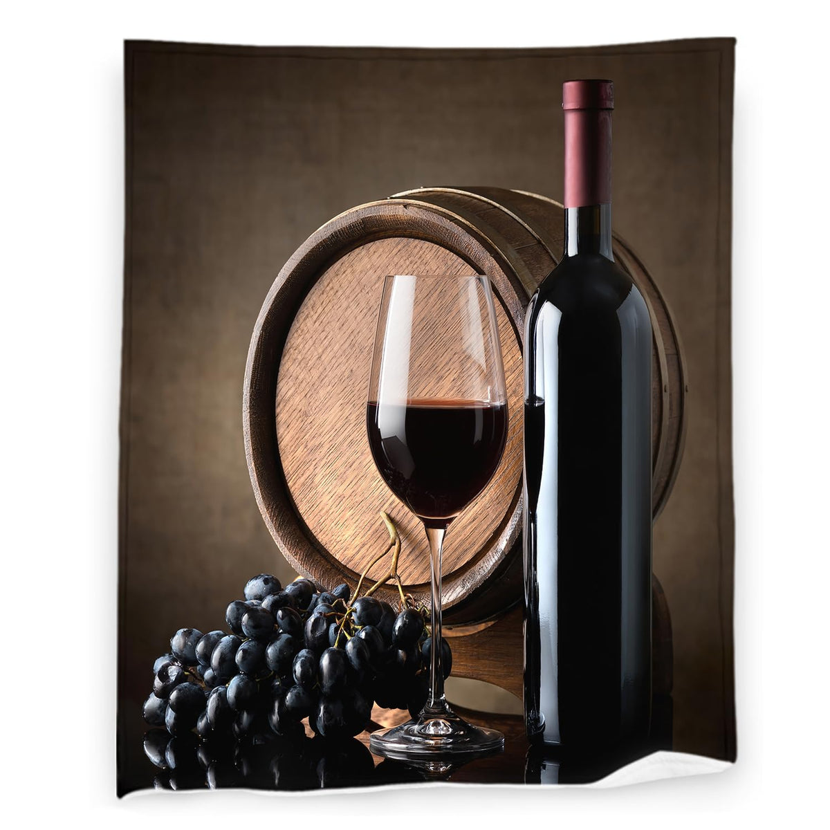 Wine Blanket 40" x 50" Glass Grape Fruit Barrel Romantic Burgundy Brown Super Soft Bedding Fleece Throw Blanket Microfiber Flannel Blankets Couch Sofa Warm Lightweight for Boys Girls