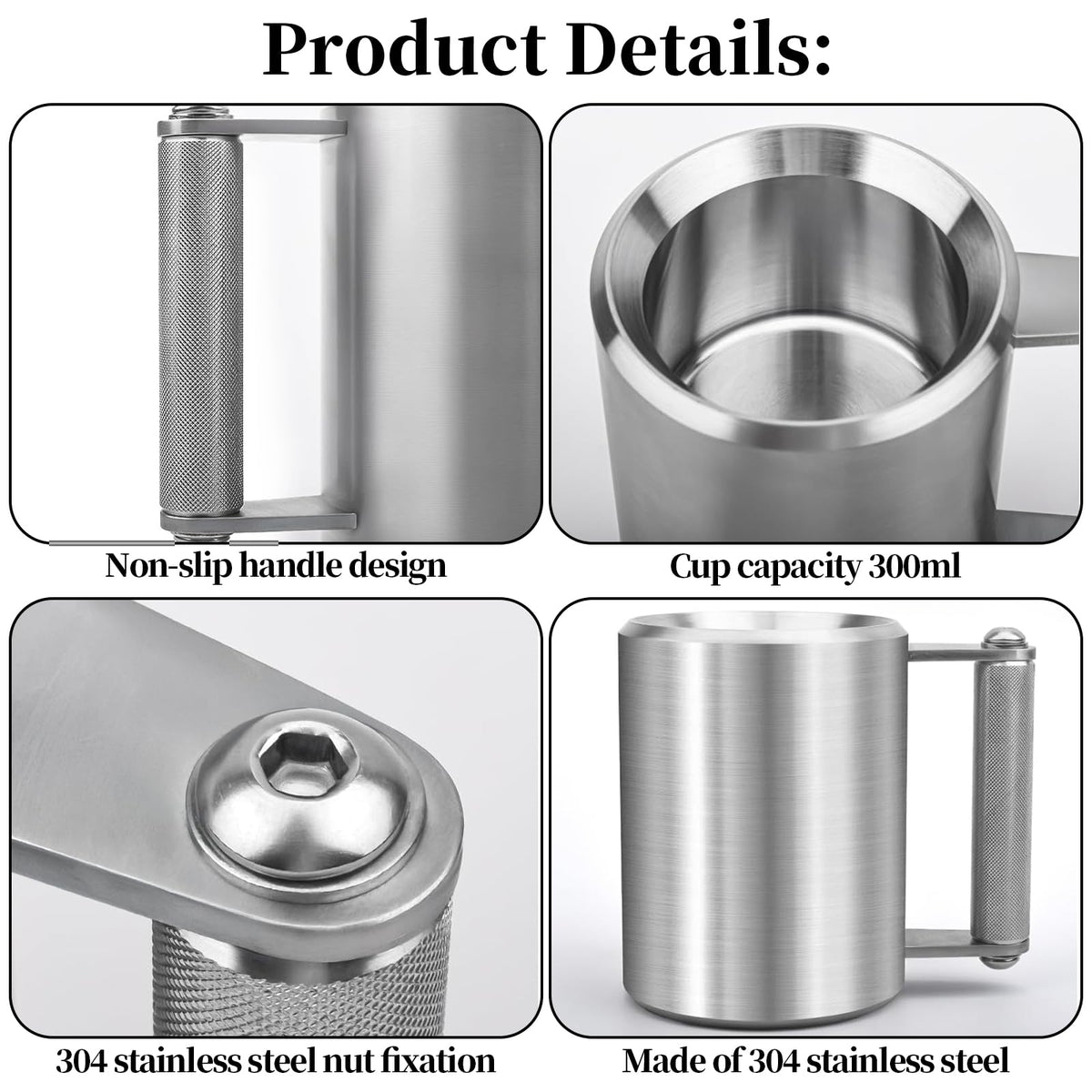 Esayendder Mug,8KG/18LB 300 ML Stainless Steel Super Dumbbell Fitness Sports, Coffee Mug