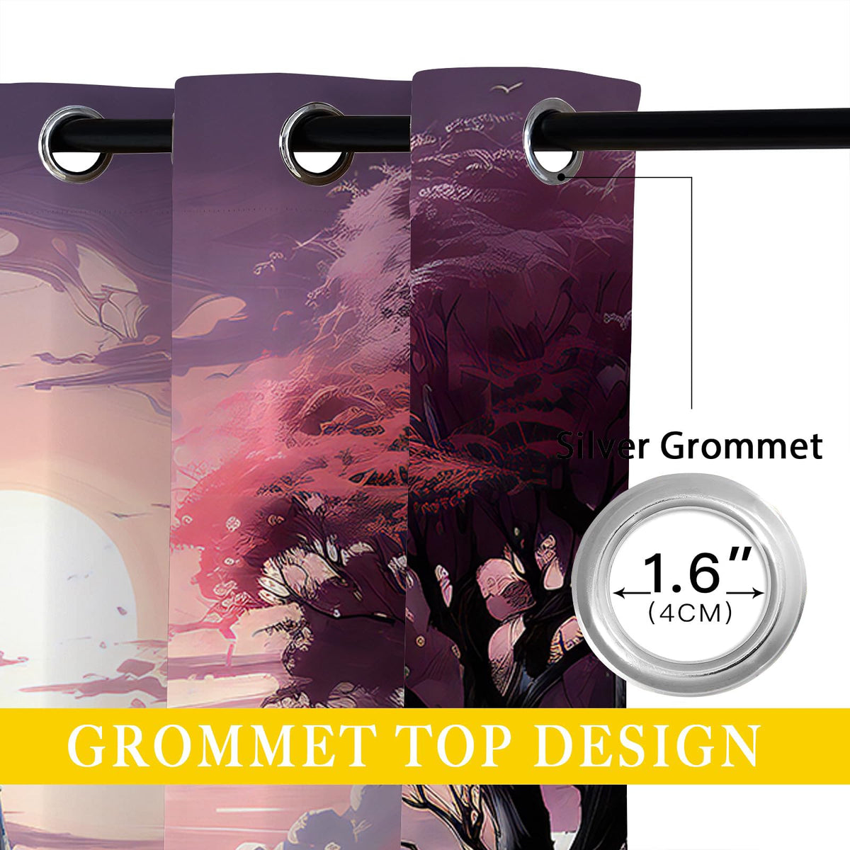 ONINUO Castle Blackout Curtains for Girls Boy Home Decor, Mystical Fantasy Forest Fairy Tale Woods Grommet Thermal Insulated Drapes Darkening Window Curtain for Bedroom Living Room, 42 x 45 Inch