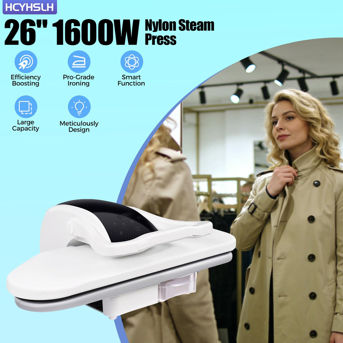 8810D Intelligent Steam Press Steamers, 1600W Professional Steamer, 5 Mode 194-392 ℉ Temperature Touch Screen Tabletop ‎Built-in Dual-control Semiconductor Chip AI Voice Reminder Garment Steamers